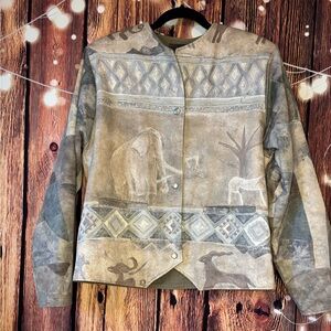 Vintage Villa Factory Reversible Women's Beige Animal Print Jacket